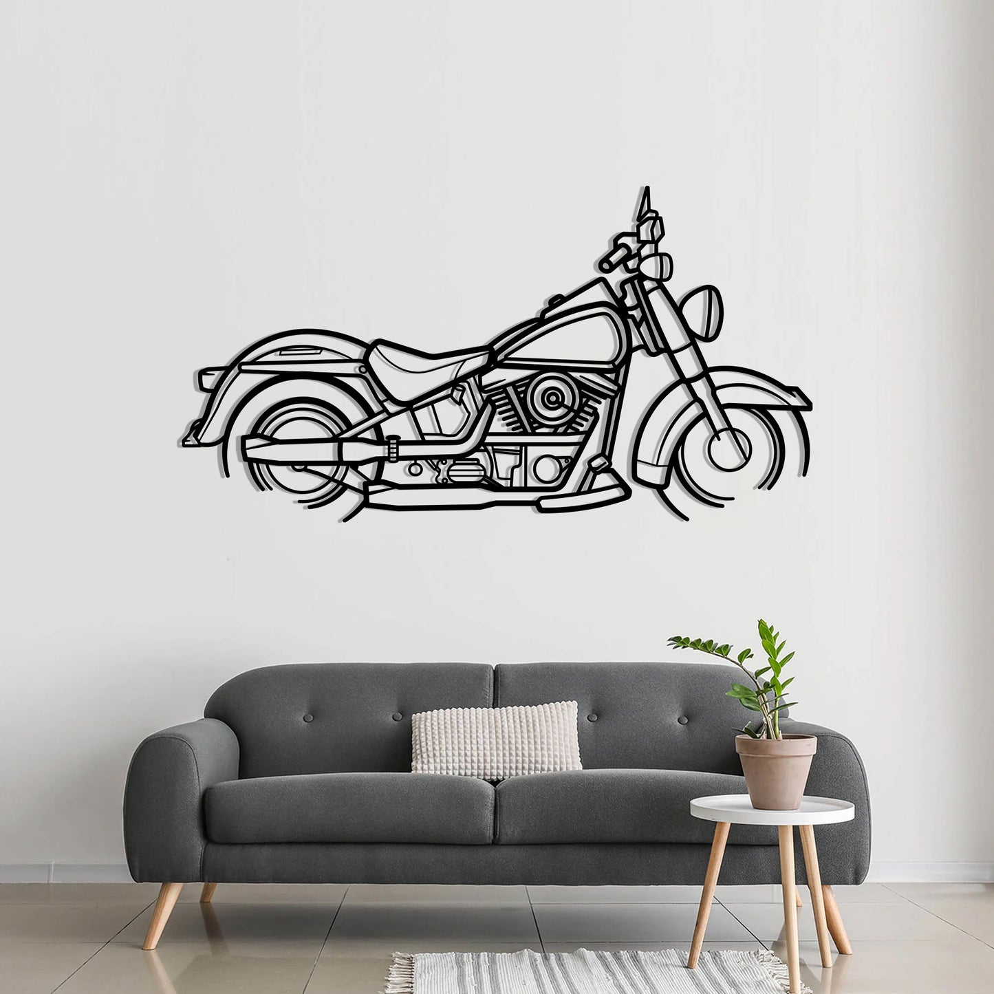 1993 Harley Davidson FLSTN Metal Silhouette Metal Wall Art