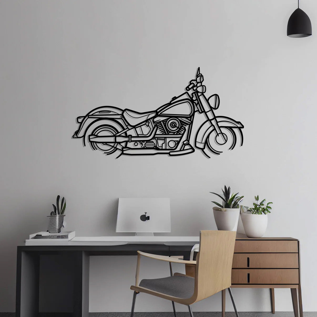 1993 Harley Davidson FLSTN Metal Silhouette Metal Wall Art