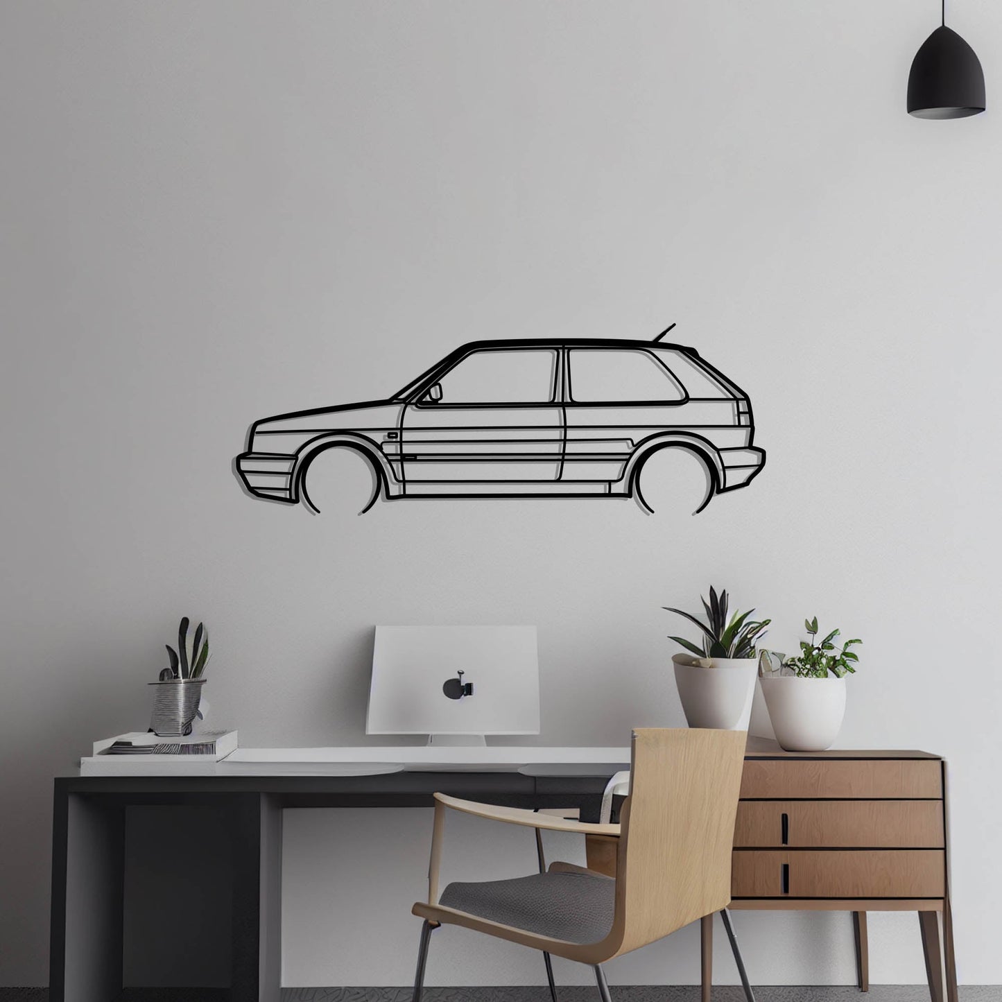 Volkswagen Golf GTI Mk2 Metal Silhouette Metal Wall Art