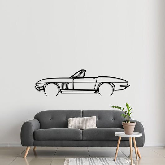 1966 Chevrolet Corvette Convertible Metal Silhouette Metal Wall Art