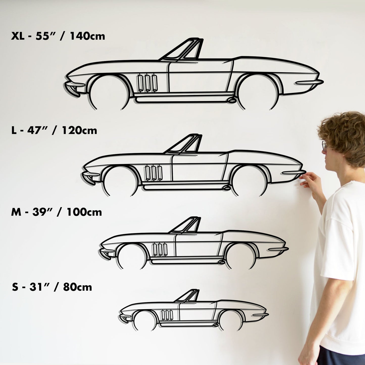 1966 Chevrolet Corvette Convertible Metal Silhouette Metal Wall Art