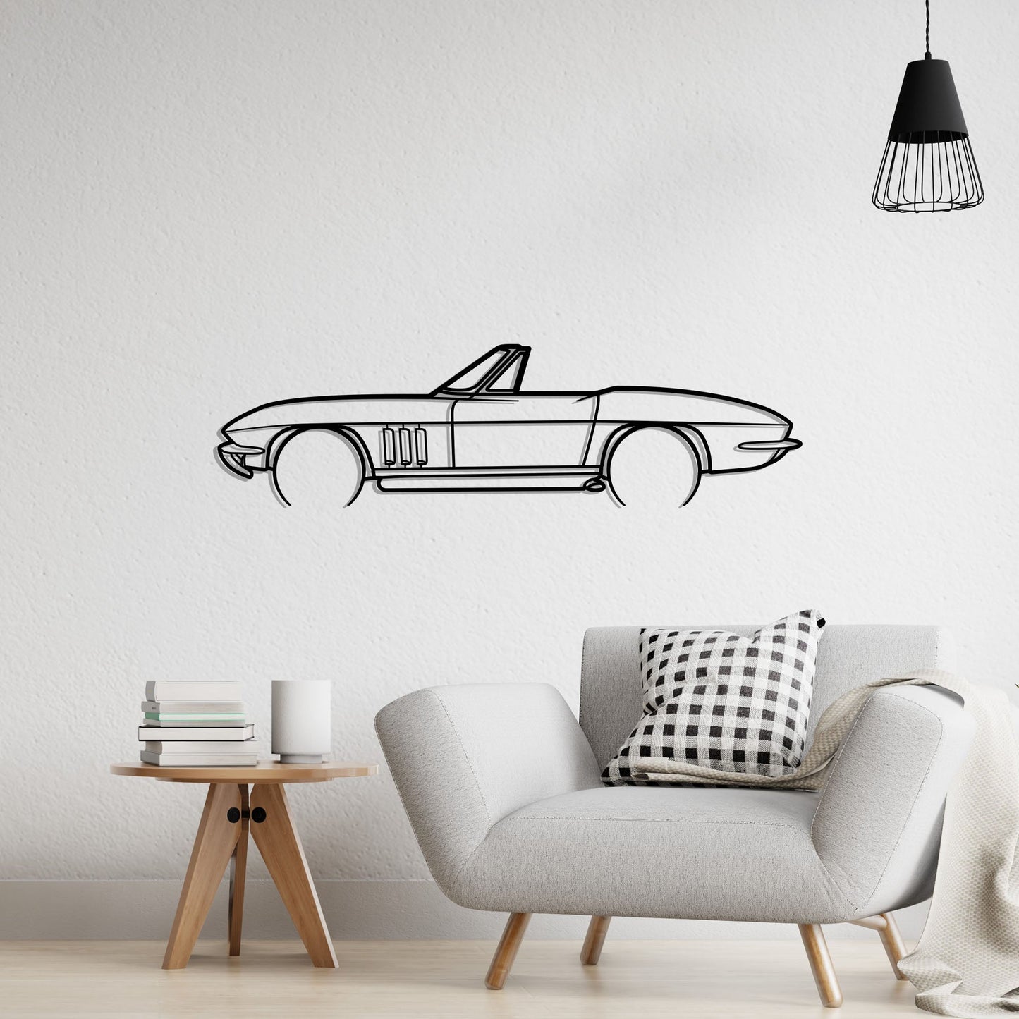 1966 Chevrolet Corvette Convertible Metal Silhouette Metal Wall Art