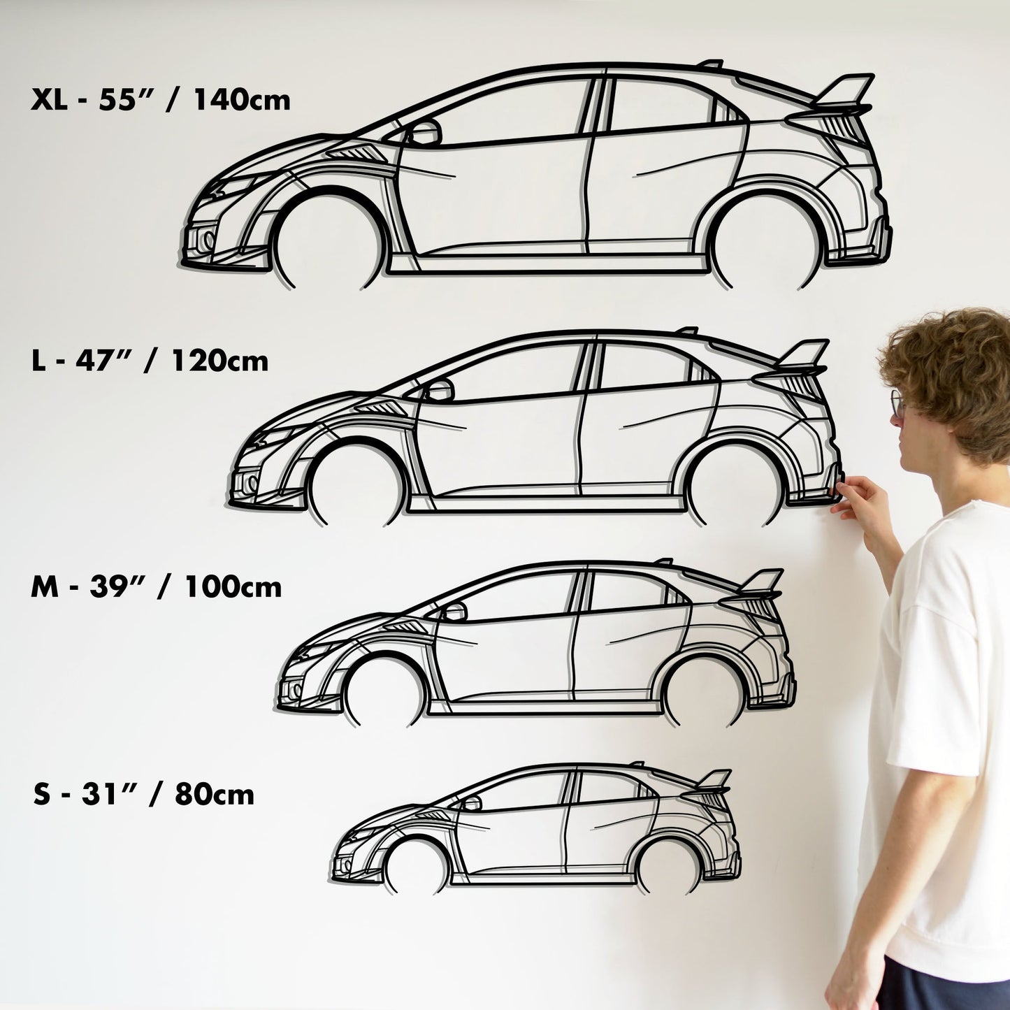 2017 Honda Civic Typer R Metal Silhouette Metal Wall Art