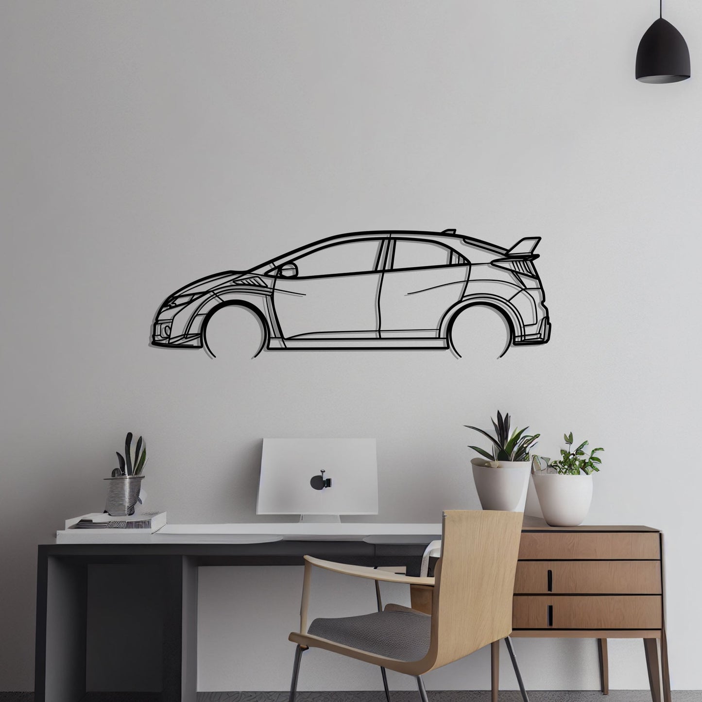 2017 Honda Civic Typer R Metal Silhouette Metal Wall Art
