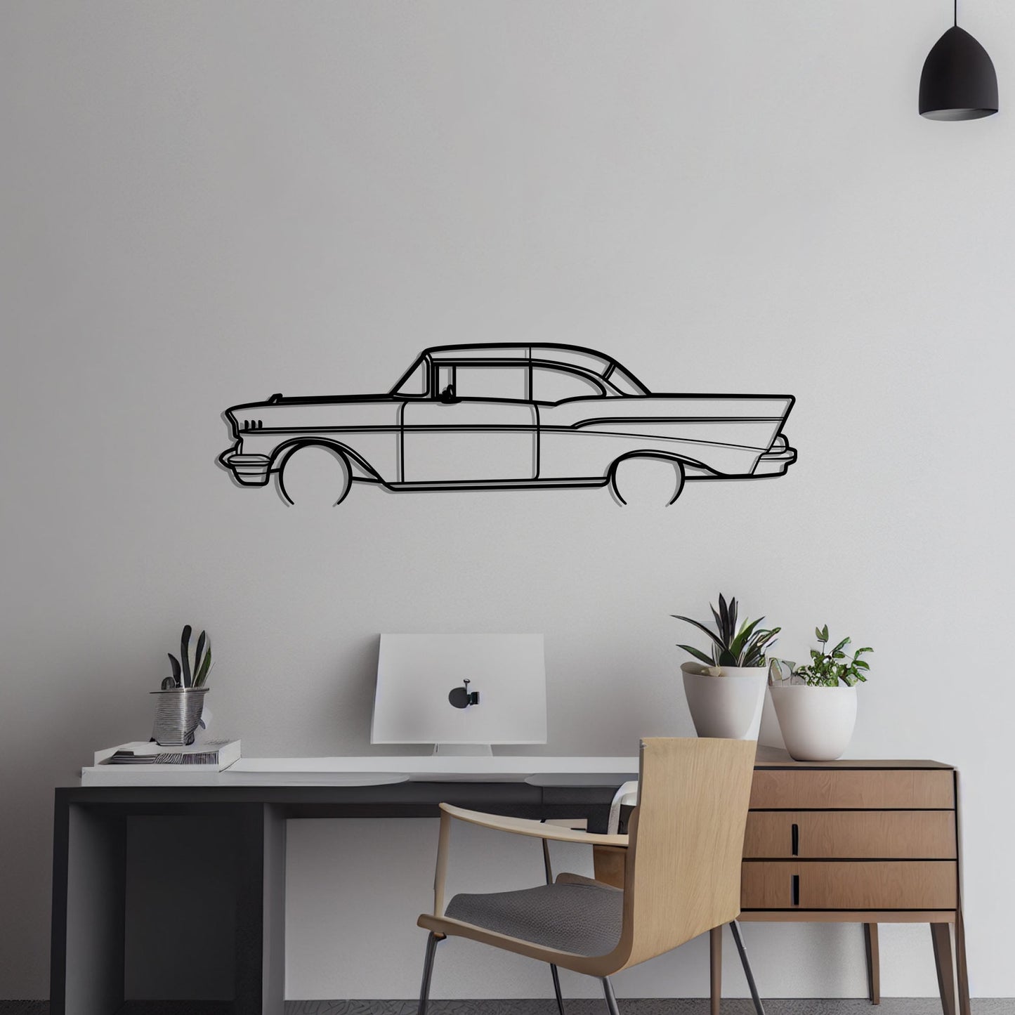 1957 Chevrolet Bel Air Metal Silhouette Metal Wall Art