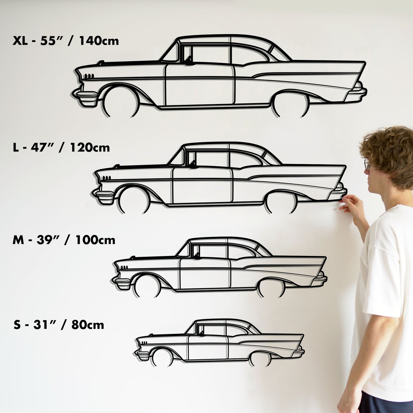 1957 Chevrolet Bel Air Metal Silhouette Metal Wall Art