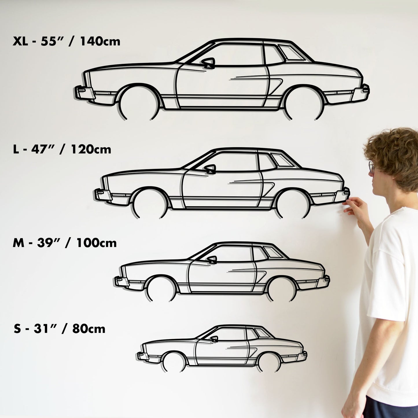 1974 Ford Mustang II Mach 1 Metal Silhouette Metal Wall Art