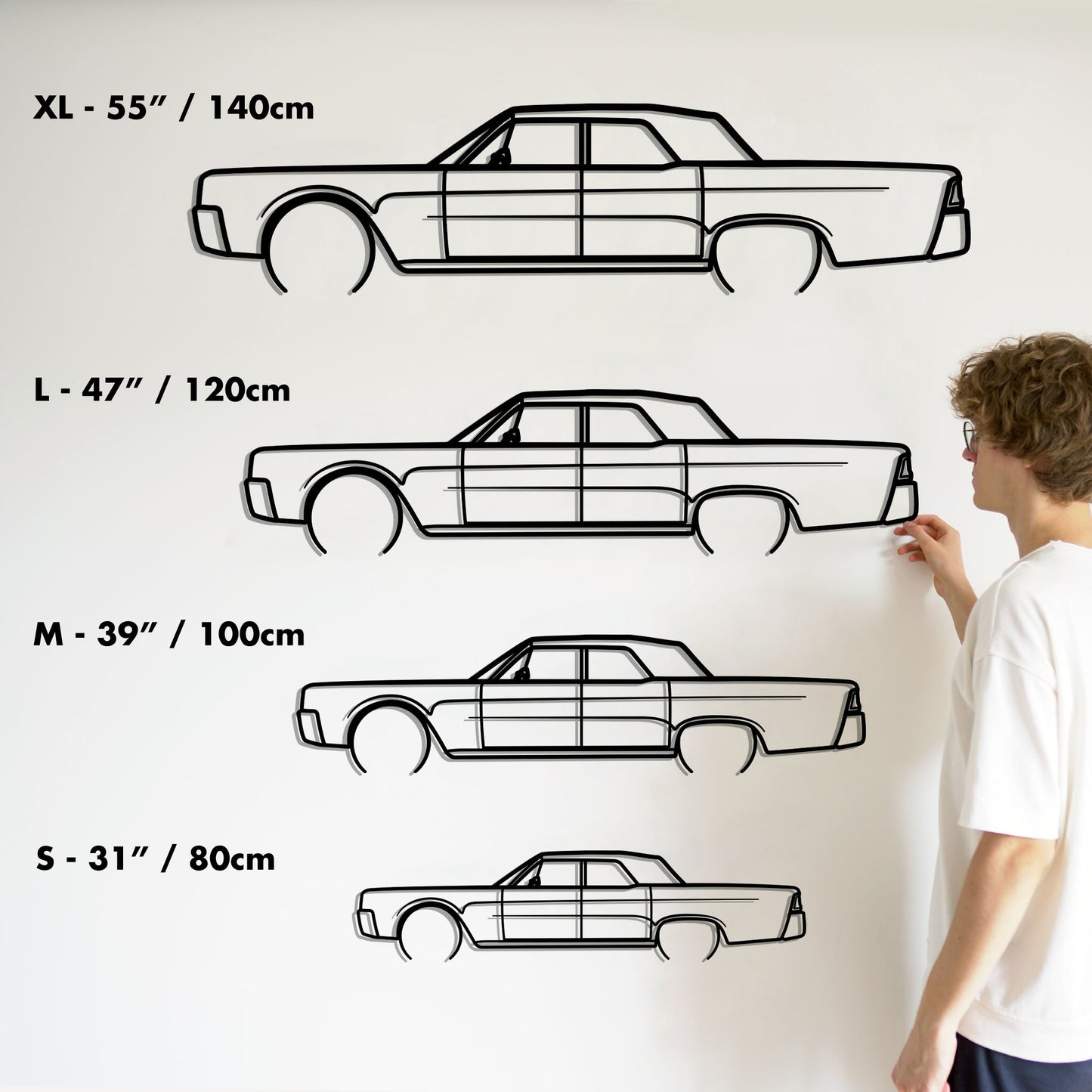 1963 Lincoln Continental Metal Silhouette Metal Wall Art