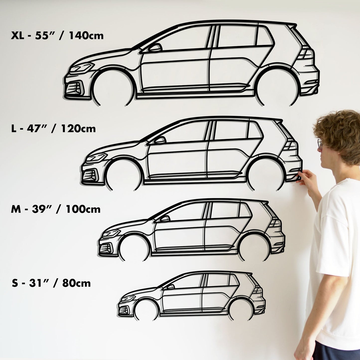 Volkswagen Golf 7 GTI TCR Metal Silhouette Metal Wall Art
