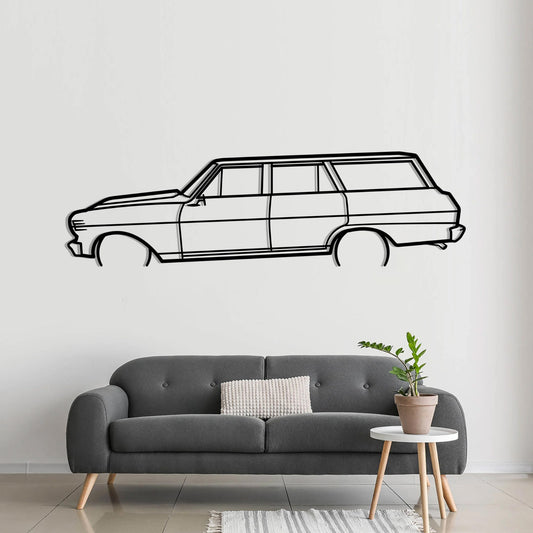 1963 Chevy II Nova Station Wagon Metal Silhouette Metal Wall Art