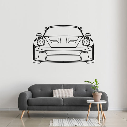 2023 Porsche 911 (992) GT3 RS Front Metal Silhouette Metal Wall Art