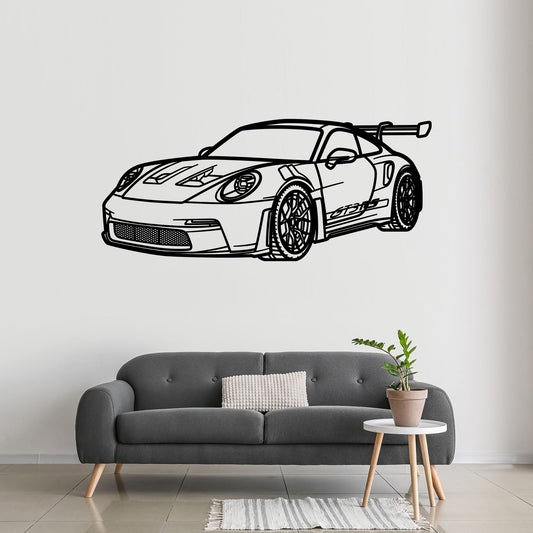 2023 Porsche 911 (992) GT3 RS Front Angle Metal Silhouette Metal Wall Art