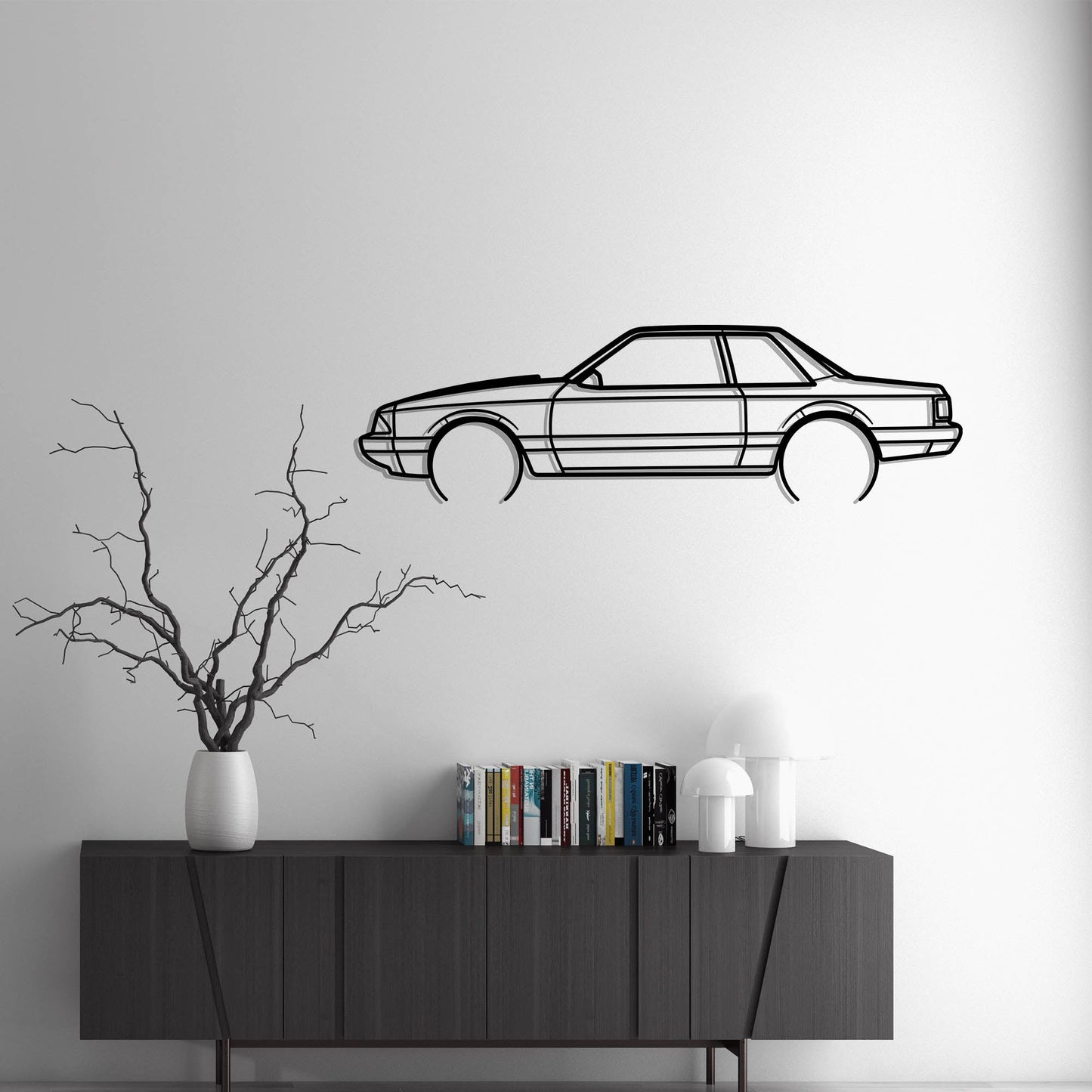 1990 Ford Mustang Foxbody Notchback Metal Silhouette Metal Wall Art