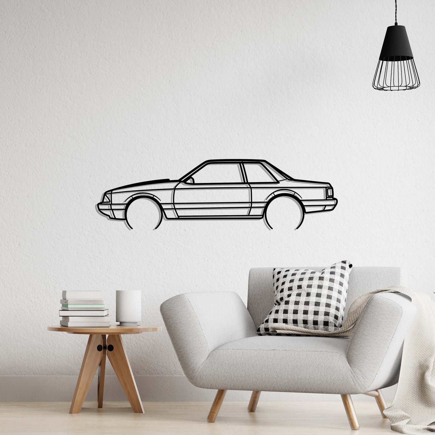 1990 Ford Mustang Foxbody Notchback Metal Silhouette Metal Wall Art