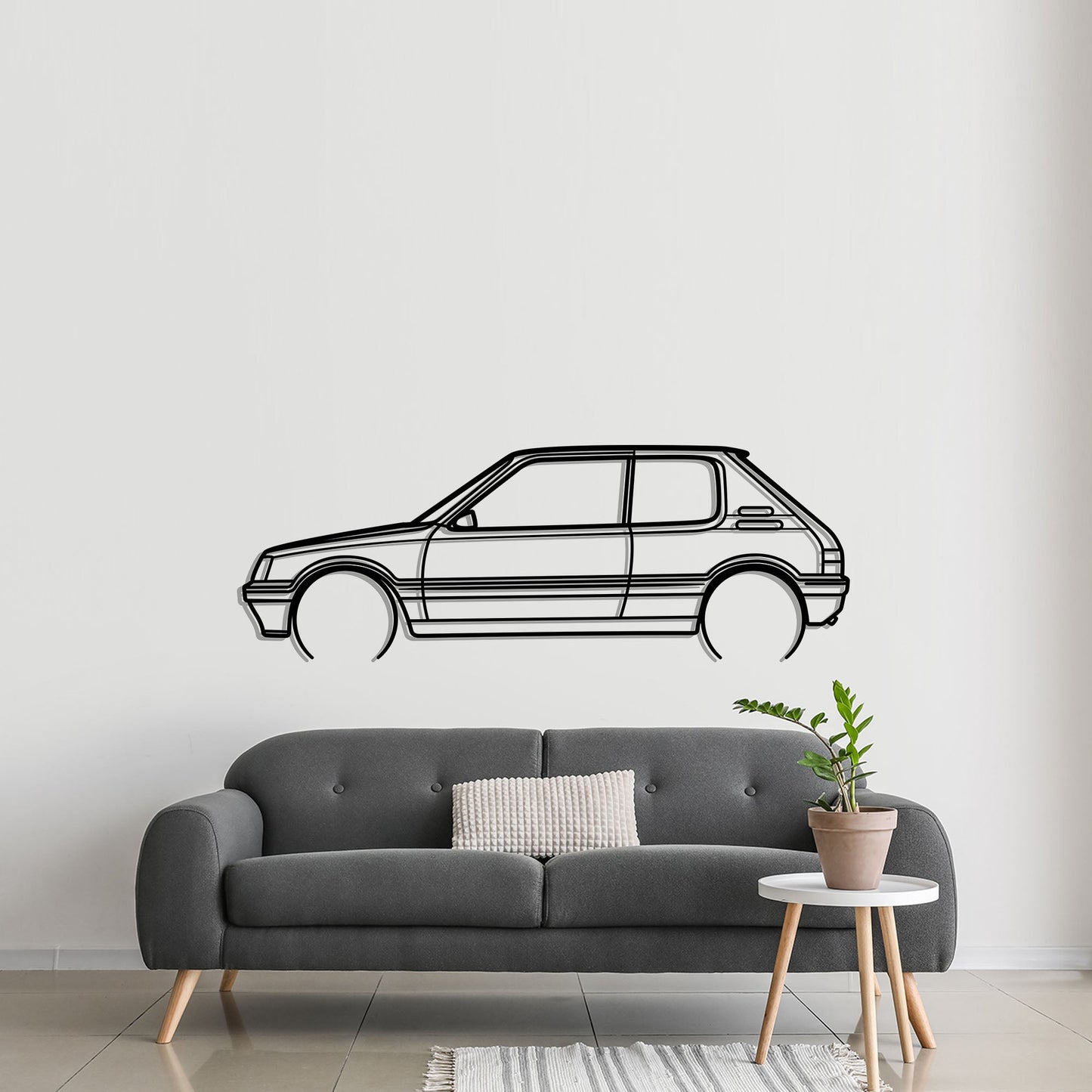 1987 Peugeot 205 GTI Metal Silhouette Metal Wall Art