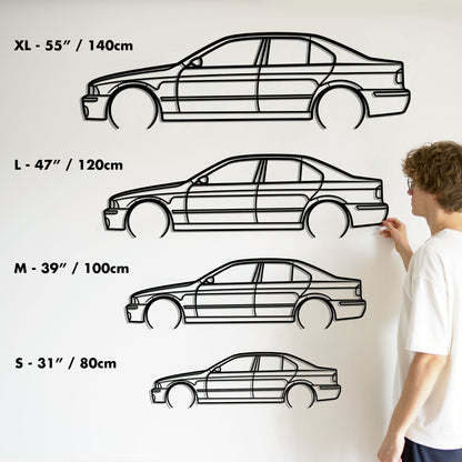 BMW E39 M5 Metal Silhouette Metal Wall Art