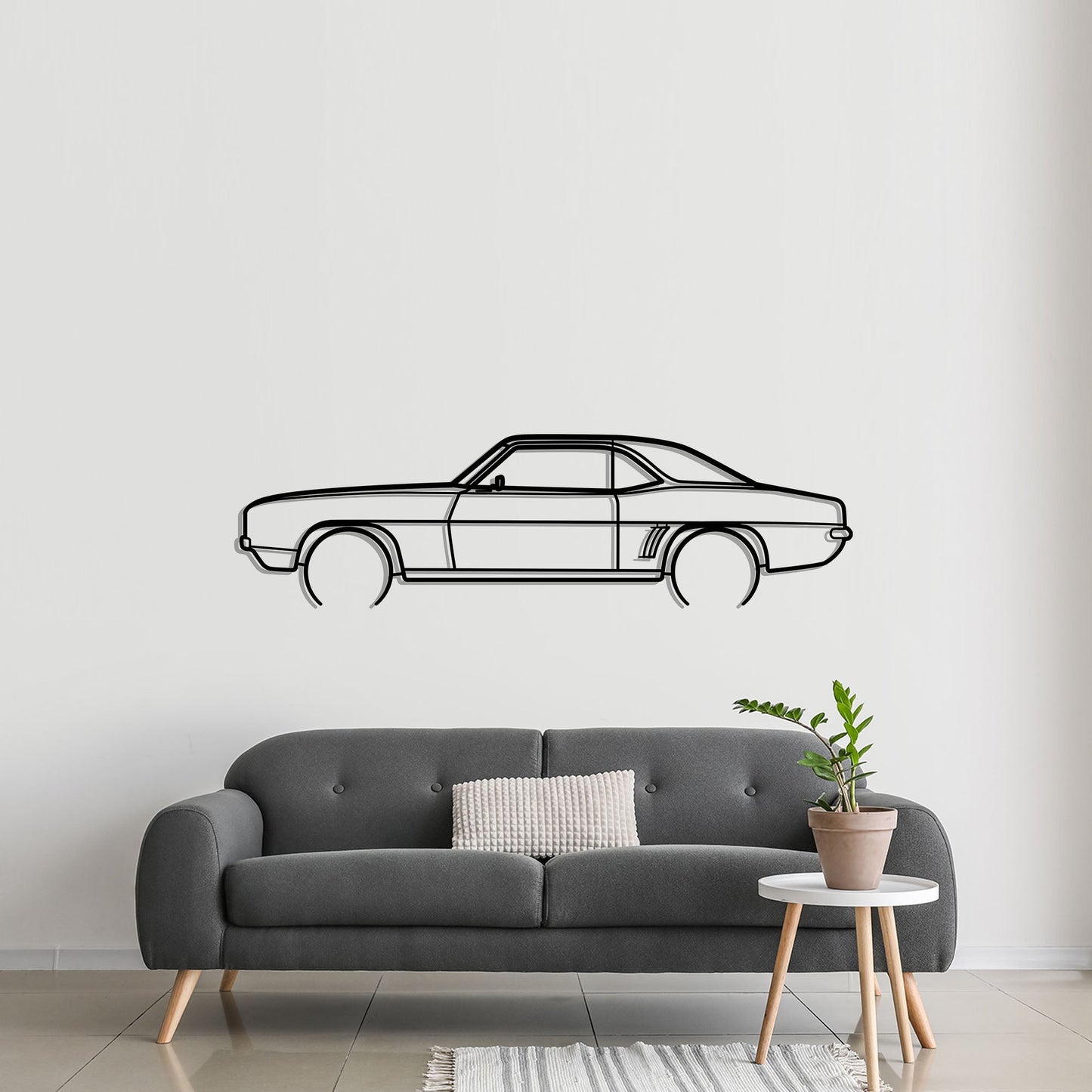 1969 Chevrolet Camaro Metal Silhouette Metal Wall Art