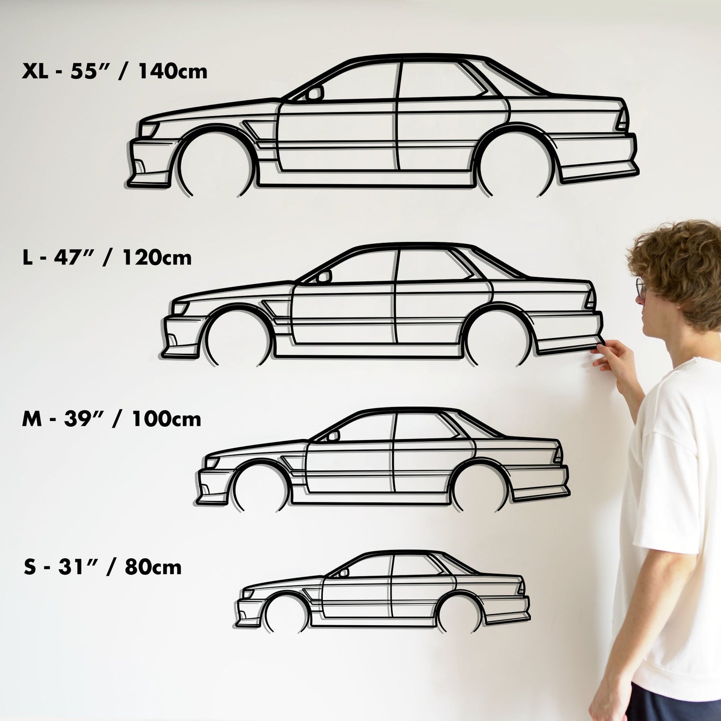 1990 Nissan Laurel C33 Turbo Metal Silhouette Metal Wall Art