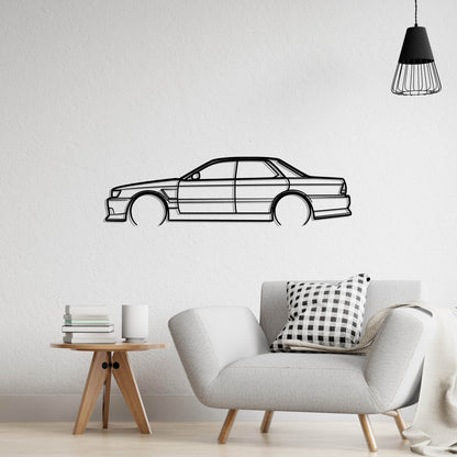 1990 Nissan Laurel C33 Turbo Metal Silhouette Metal Wall Art