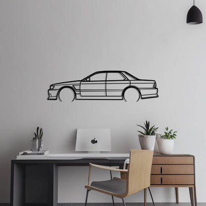 1990 Nissan Laurel C33 Turbo Metal Silhouette Metal Wall Art