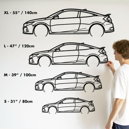 2019 Honda Civic Si Coupe Metal Silhouette Metal Wall Art