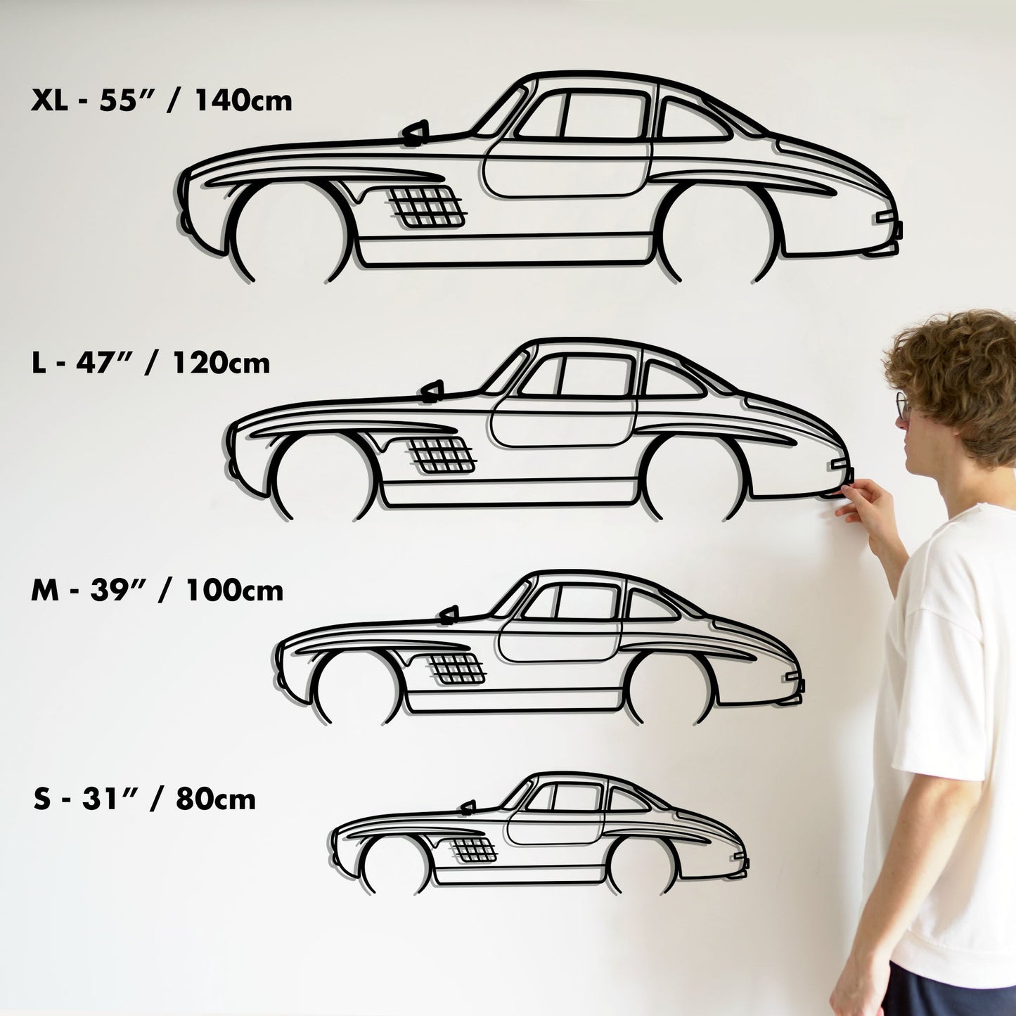 Mercedes 300SL Metal Silhouette Metal Wall Art