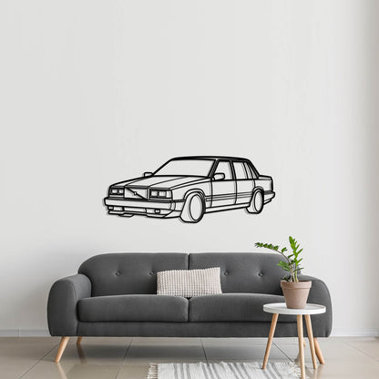 1988 Volvo 744 Diagonal Metal Silhouette Metal Wall Art