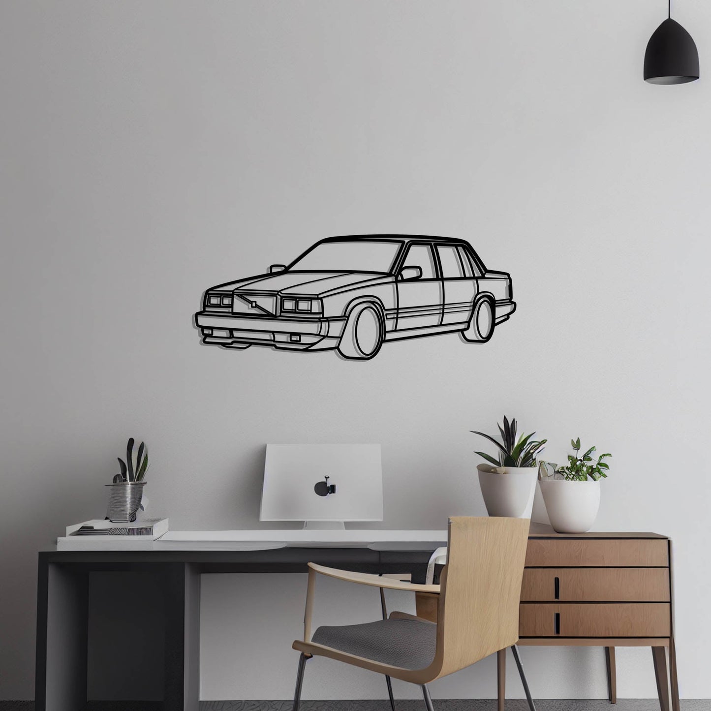 1988 Volvo 744 Diagonal Metal Silhouette Metal Wall Art