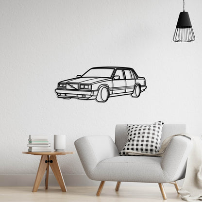 1988 Volvo 744 Diagonal Metal Silhouette Metal Wall Art