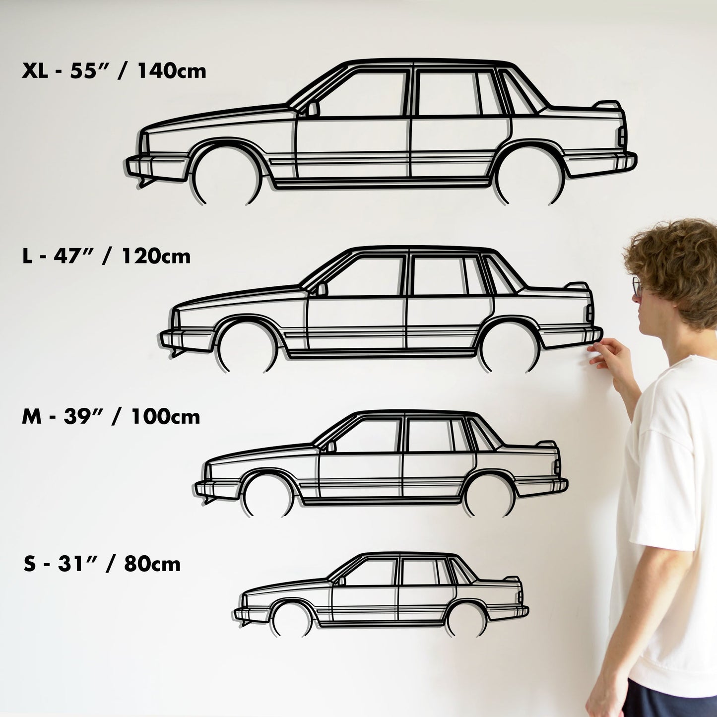 1988 Volvo 744 Diagonal Metal Silhouette Metal Wall Art