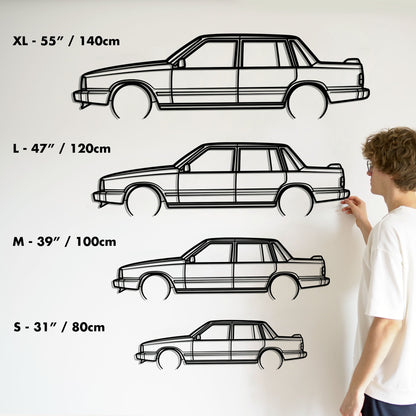 1988 Volvo 744 Diagonal Metal Silhouette Metal Wall Art