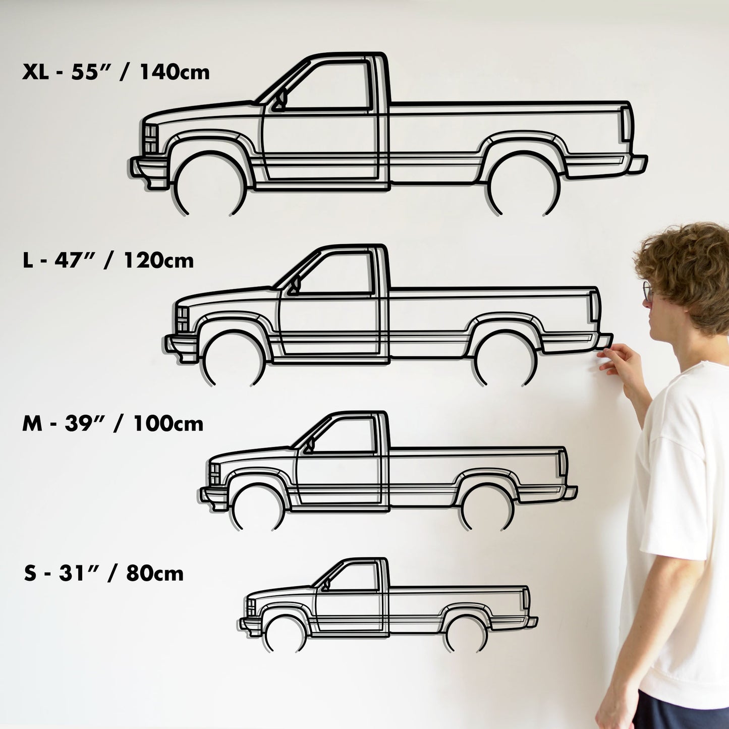 1993 Chevrolet Silverado Single Cab Metal Silhouette Metal Wall Art