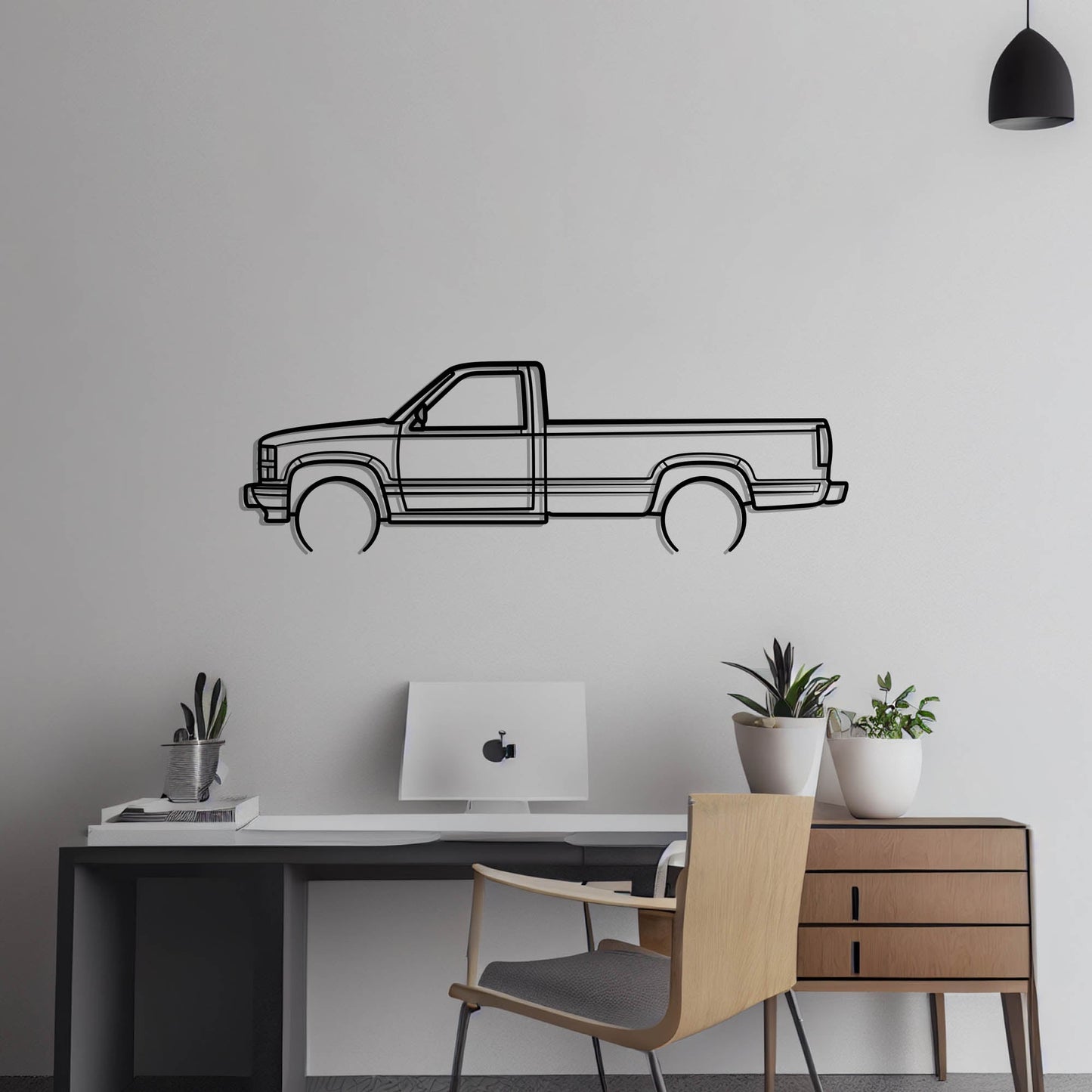 1993 Chevrolet Silverado Single Cab Metal Silhouette Metal Wall Art