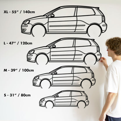 2007 Volkswagen Polo GTI 9N3 Metal Silhouette Metal Wall Art