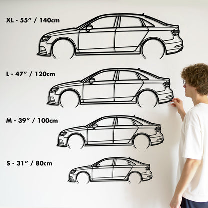 2018 Audi A3 Sedan S-Line Metal Silhouette Metal Wall Art