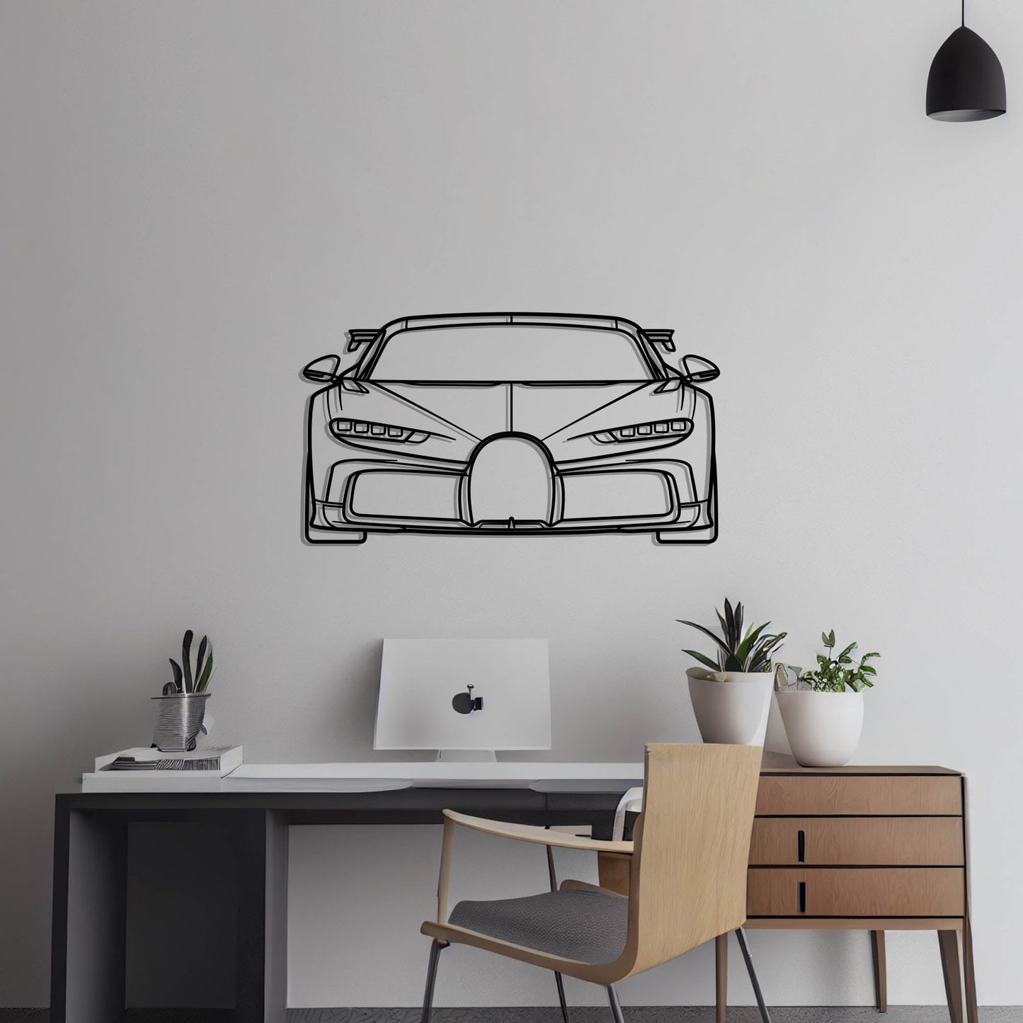 2021 Bugatti Chiron Pur Sport Front Metal Silhouette Metal Wall Art