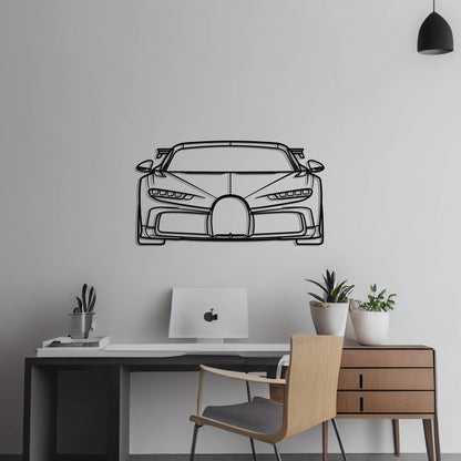 2021 Bugatti Chiron Pur Sport Front Metal Silhouette Metal Wall Art