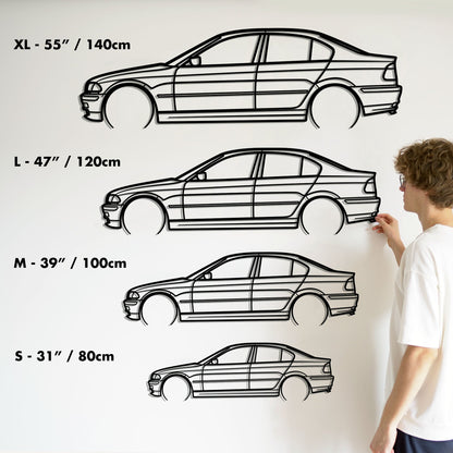 2001 BMW 335i Metal Silhouette Metal Wall Art