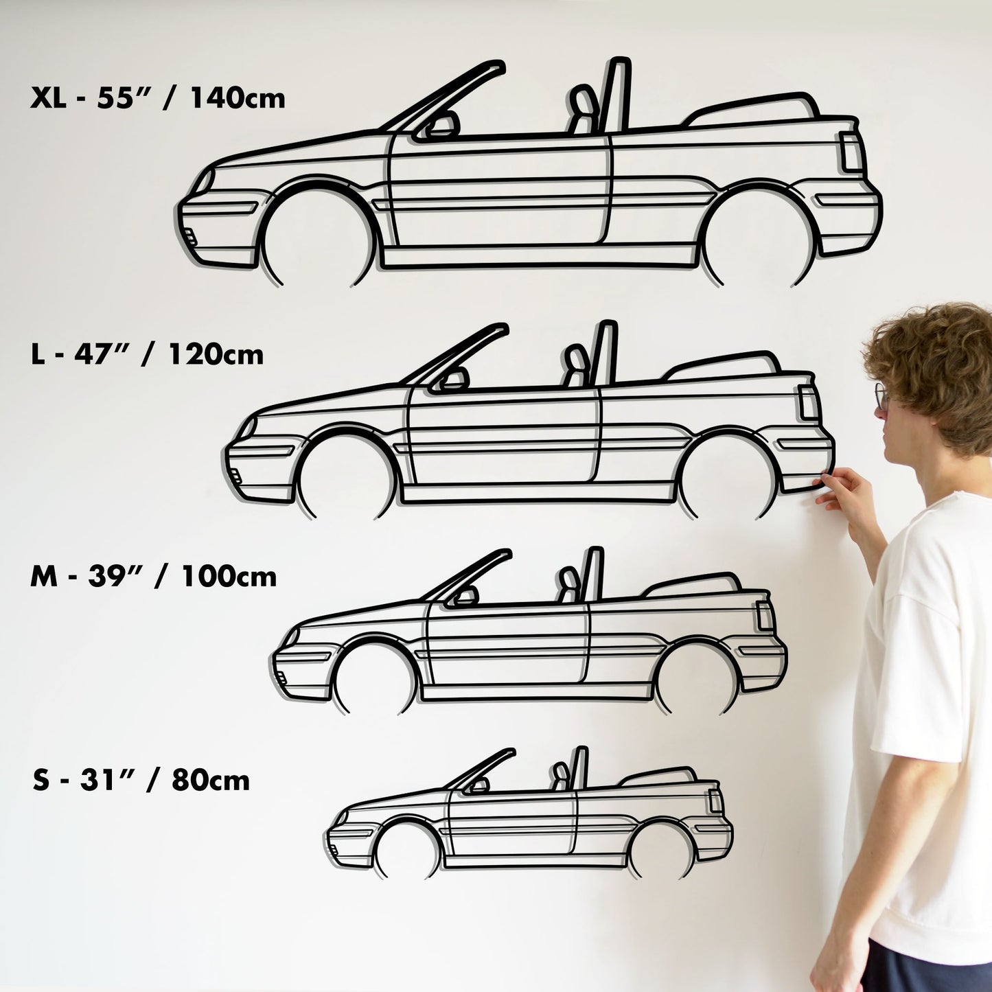 1998 Volkswagen Golf 4 Convertible Metal Silhouette Metal Wall Art