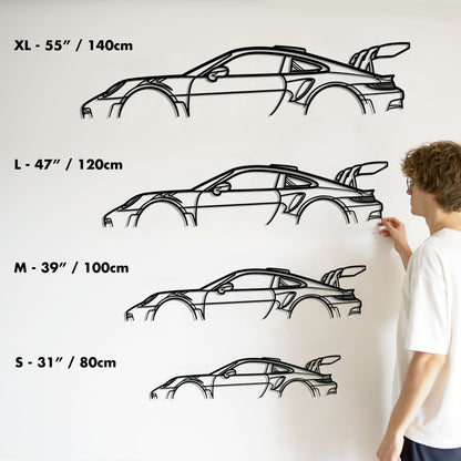 2023 Porsche 911 (992) GT3 RS Cut Metal Silhouette Metal Wall Art