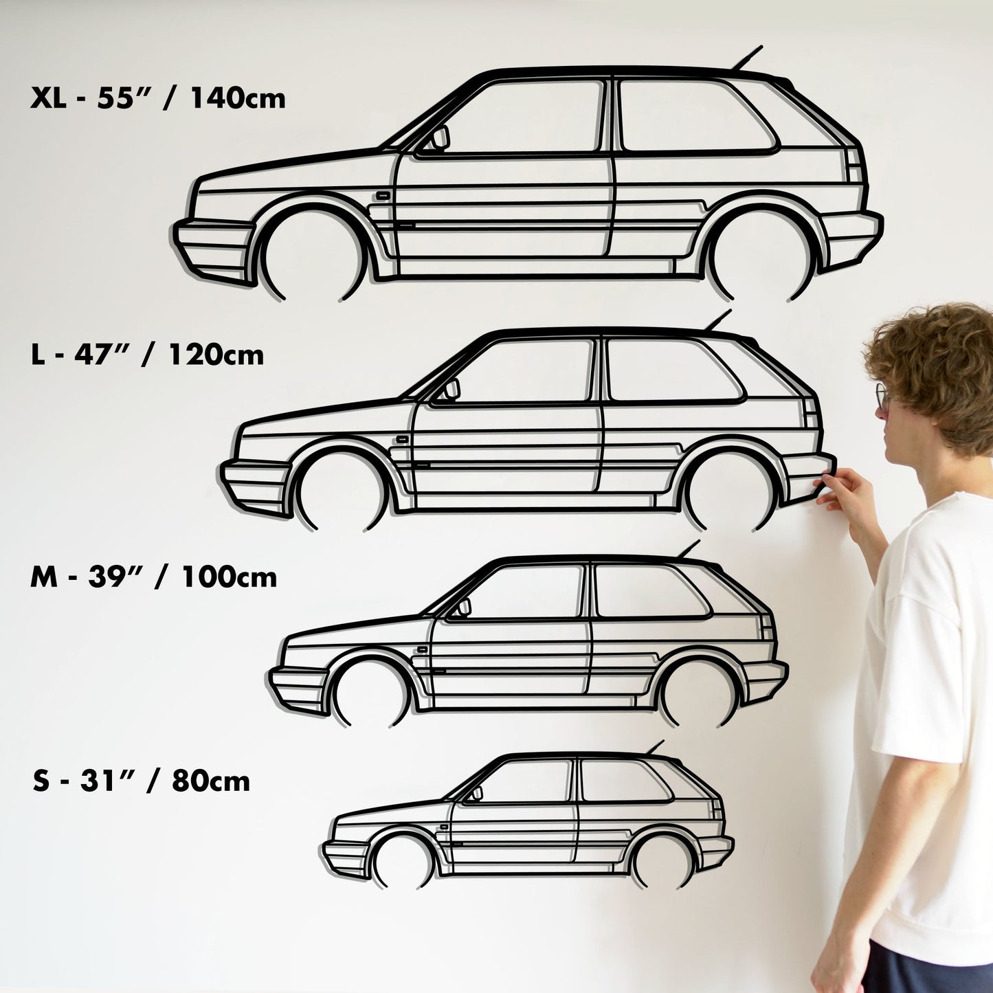 Volkswagen Golf GTI Mk2 Metal Silhouette Metal Wall Art