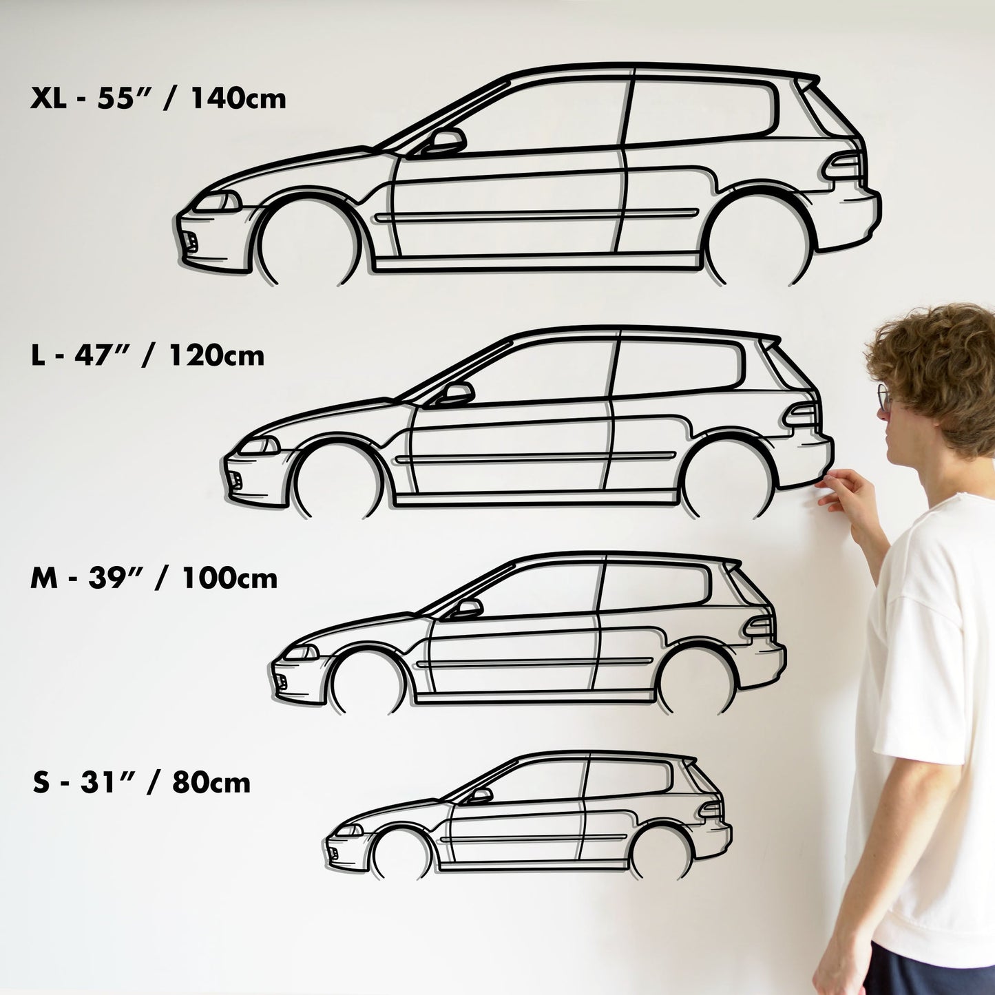 1995 Honda Civic Metal Silhouette Metal Wall Art