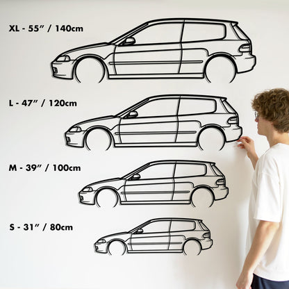 1995 Honda Civic Metal Silhouette Metal Wall Art