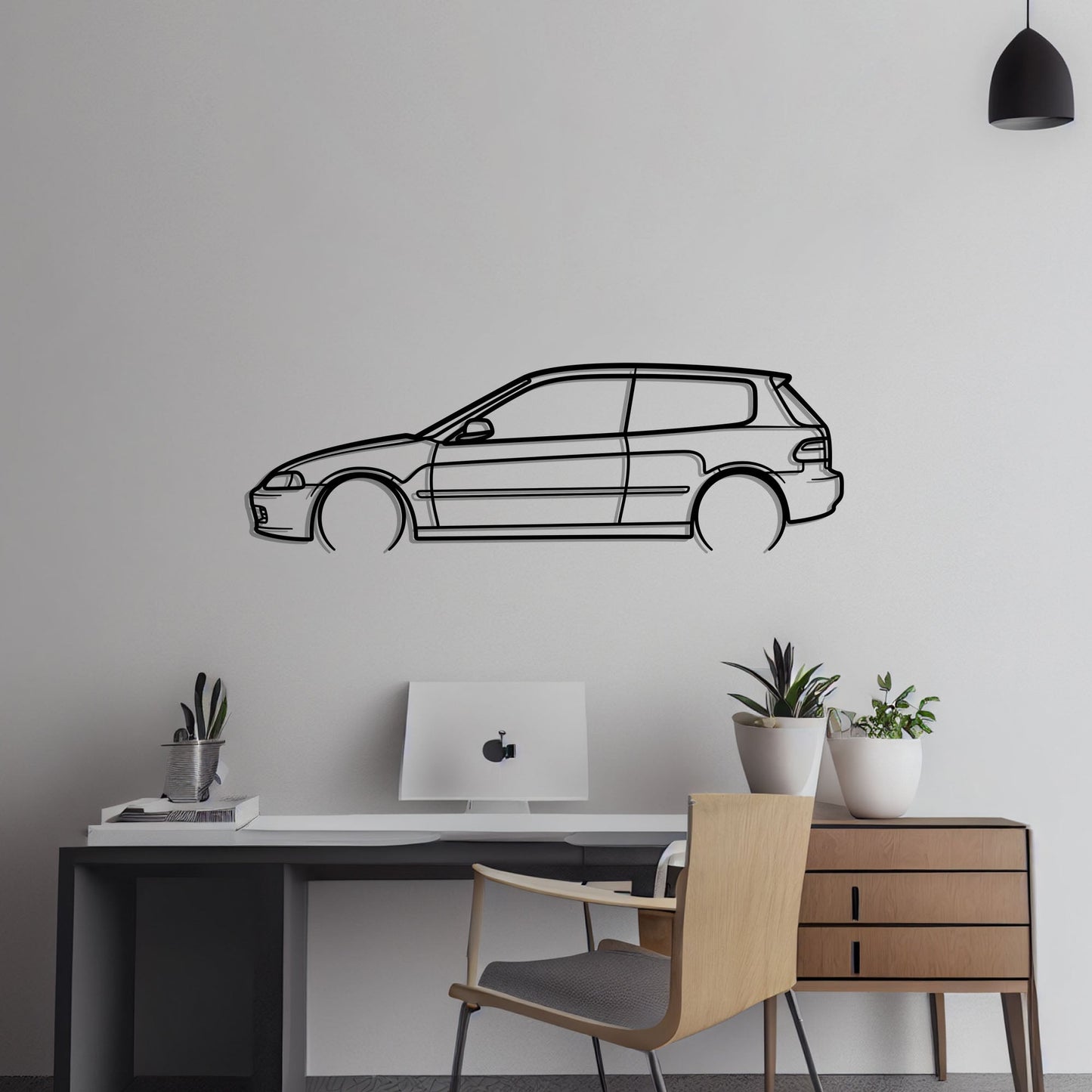 1995 Honda Civic Metal Silhouette Metal Wall Art