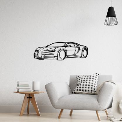 2022 Bugatti Chiron Diagonal Metal Silhouette Metal Wall Art