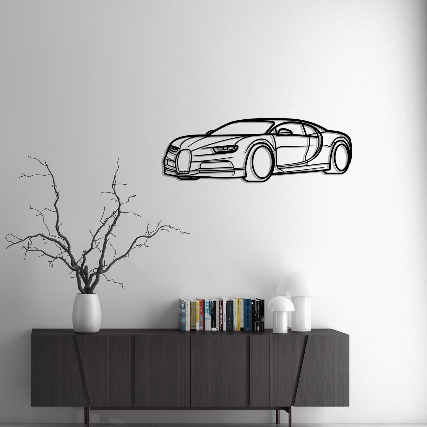 2022 Bugatti Chiron Diagonal Metal Silhouette Metal Wall Art