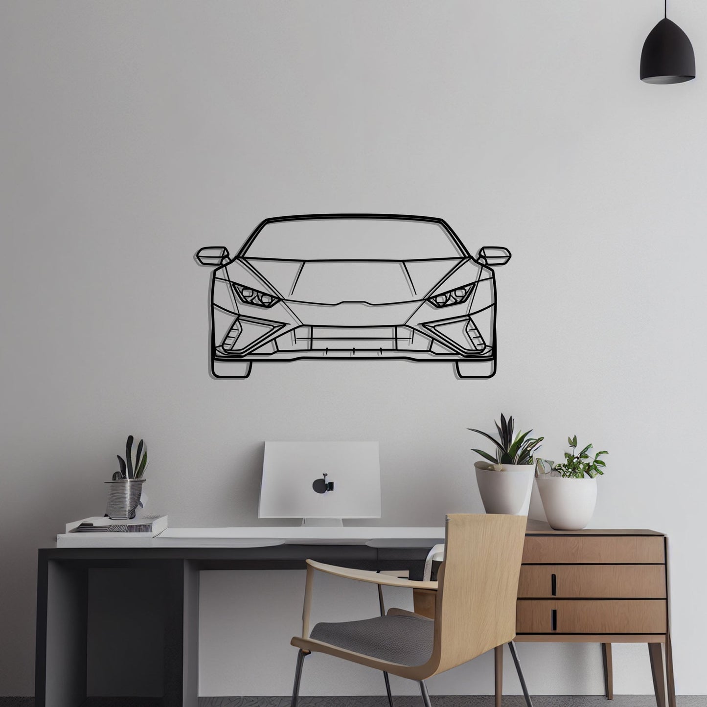 2019 Lamborghini Huracan Evo Spyder Front Metal Silhouette Metal Wall Art