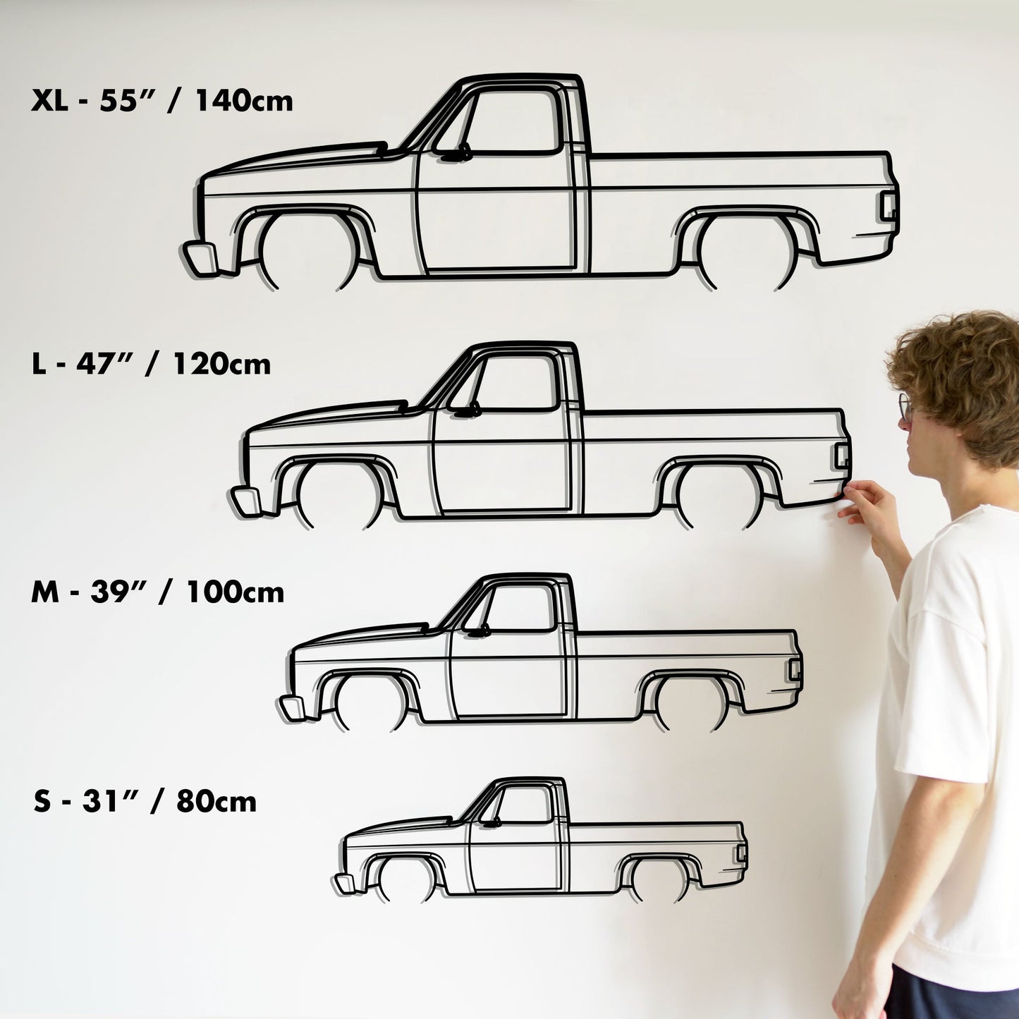 1985 Chevrolet C10 Metal Silhouette Metal Wall Art