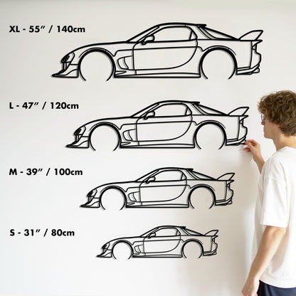 Mazda RX-7 Kit Metal Silhouette Metal Wall Art