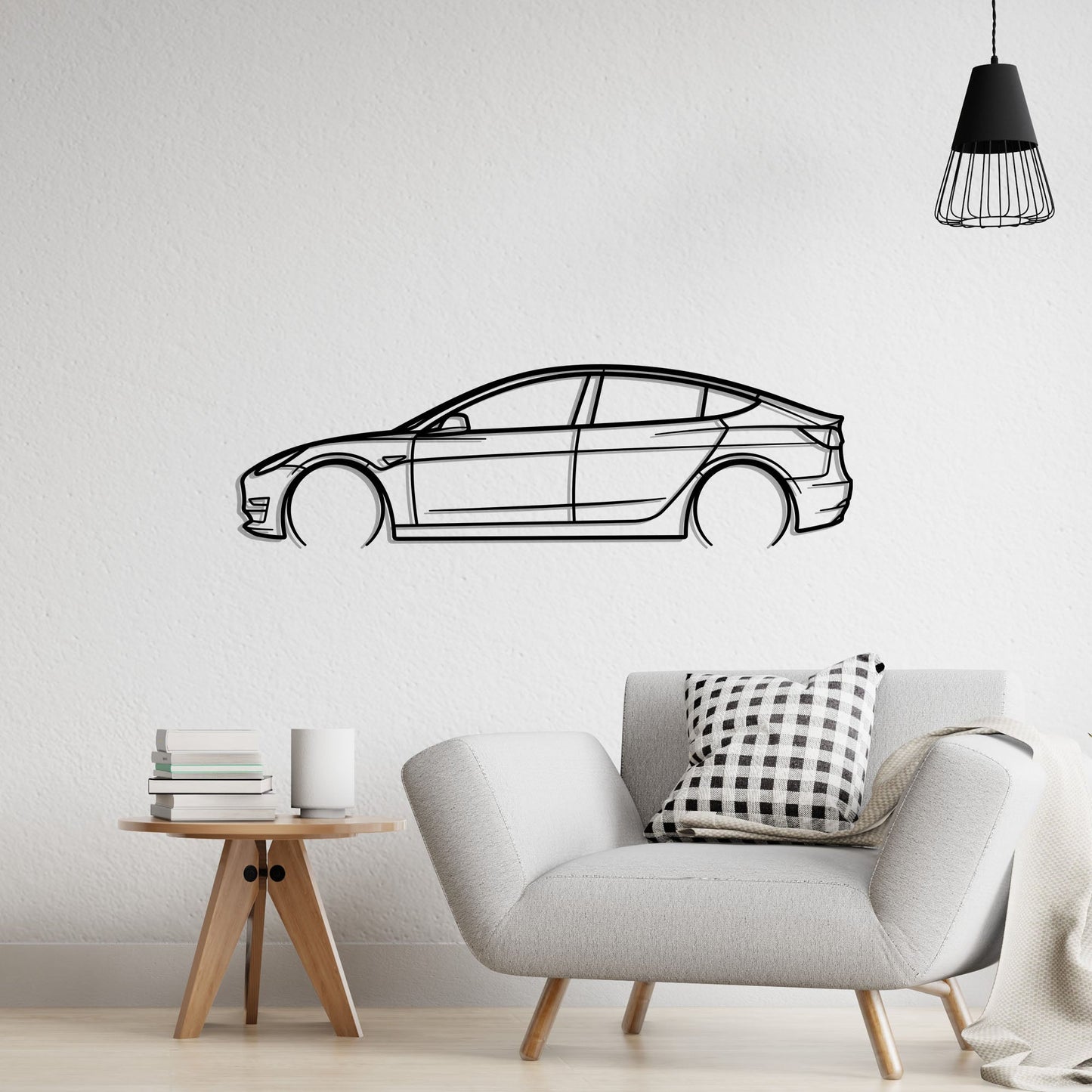 2021 Tesla Model 3 Metal Silhouette Metal Wall Art